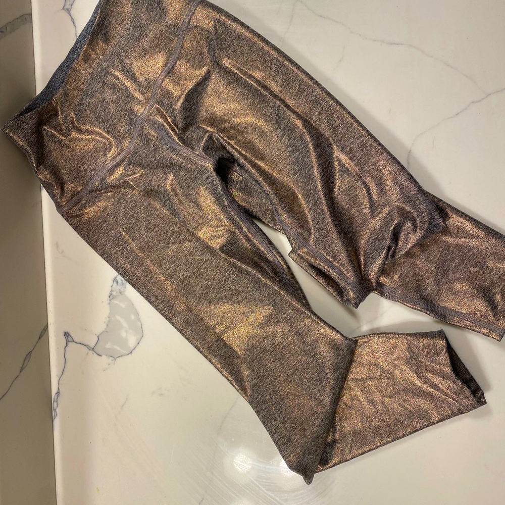 Rose gold shimmer beyond yoga leggings- worn once